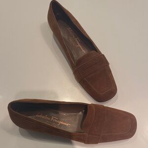 Salvatore Ferragamo Women's Tan Suede Loafers